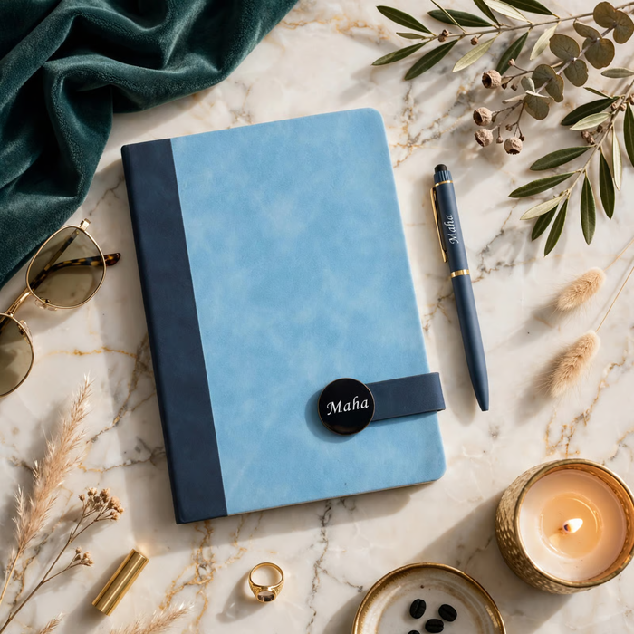 Bluebell Personalised Diary Pen Set | Premium A5 Diary with Matching Pen | Custom Name Gift Set for Office Students Professionals Birthday Anniversary Gift