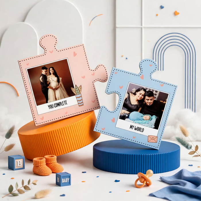 Couple Puzzle Magnets | Personalized Photo Fridge Magnet Set | Matching Puzzle Piece Couple Gift | Custom Memory Keepsake for Anniversary & Special Moments