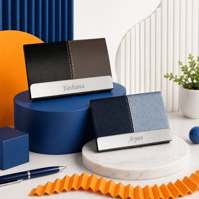 Dual Tone Personalized Card Holder | Visiting Card, Bank Card & ID Organizer Wallet