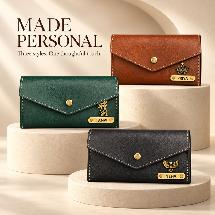 Couple Wallet Gift Set | Premium Men’s Wallet and Women’s Clutch Combo | Personalized Couple Gift Set for Anniversary Wedding Birthday
