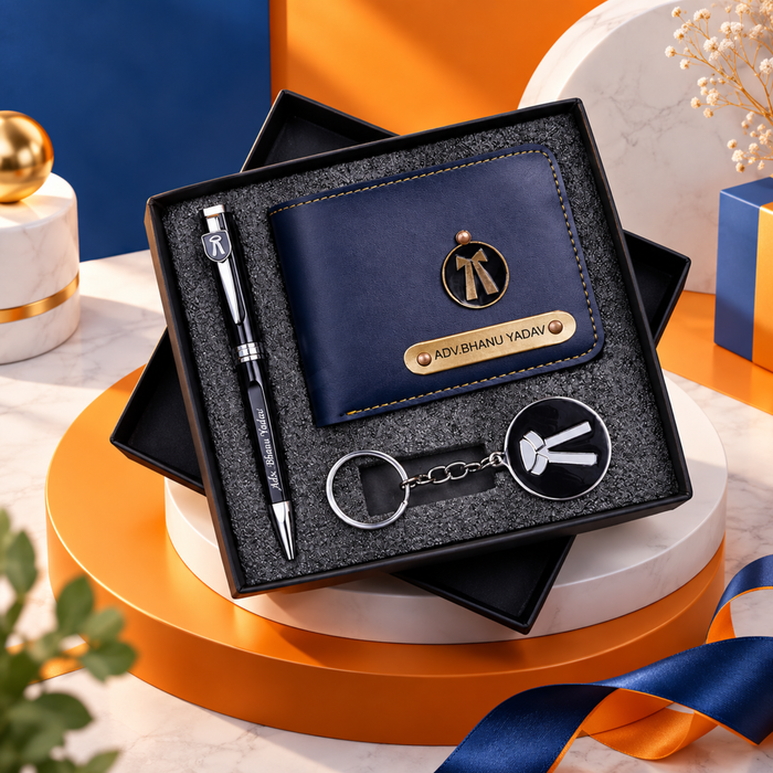 Personalised Prestige Professional Gift Set | Flask Diary Pen Keychain Pen Stand & Paper Weight | 6-Piece Corporate Gift Set