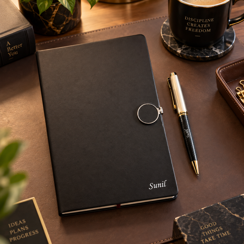 Octane Magnet Personalised Diary Pen Set | Premium Magnetic Closure Diary with Custom Name & Elegant Pen | Luxury Office Stationery Gift Set