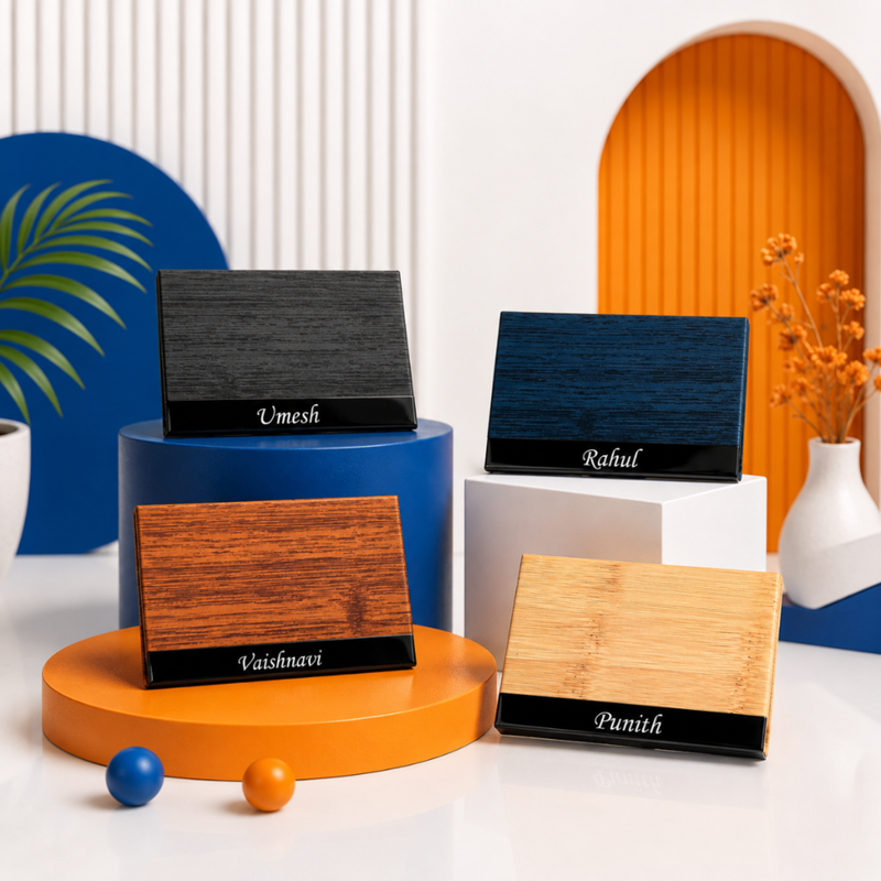 Axis Personalised Card Holder | Custom Name Visiting Card and Bank Card Organiser | Slim Metal Case