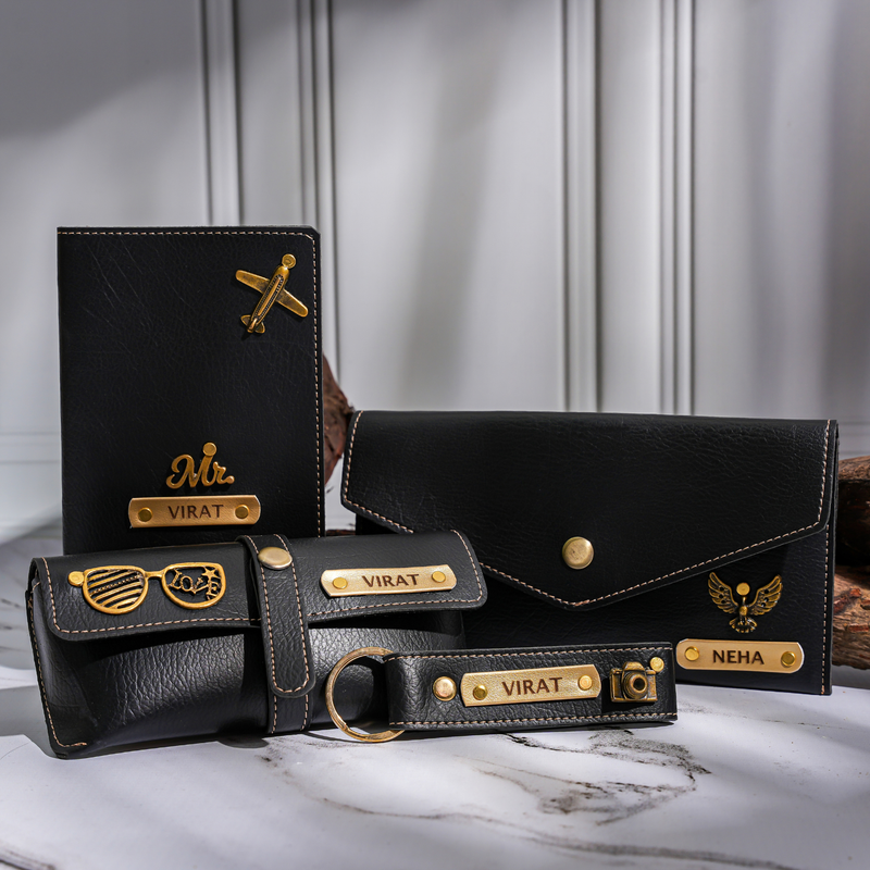 Personalised Muse Collection Gift Hamper | Premium Women Gift Set with Clutch, Passport Cover, Eyewear Case & Keychain