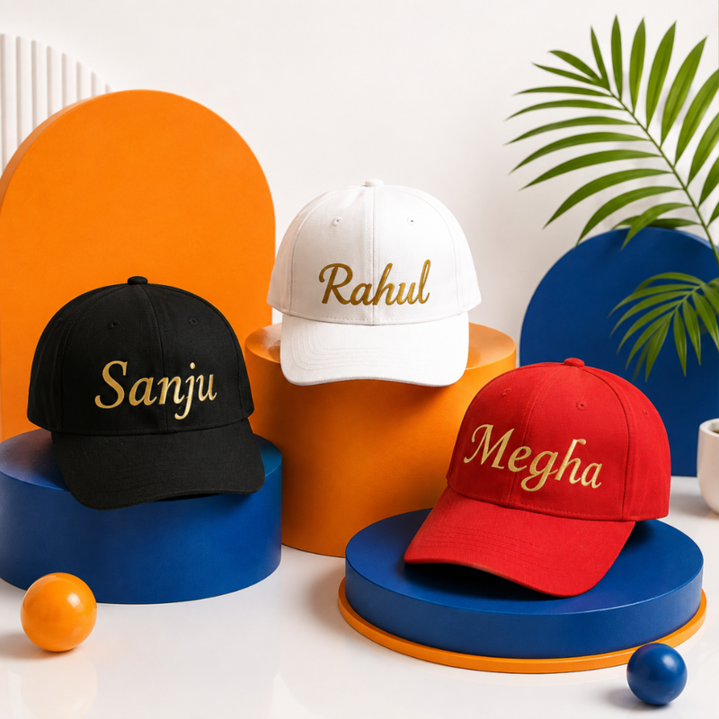 Customised Name Cap for Adults | Personalised Adjustable Cap | Velcro Strap Closure | Casual Wear Cap for Men & Women