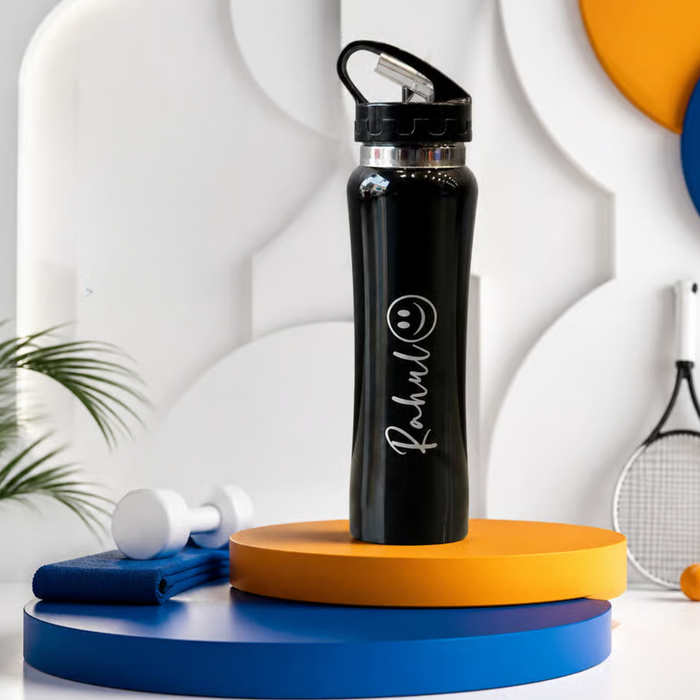Nexon Personalized Straw Sipper Bottle | 750ml Stainless Steel Water Bottle with Flip Lid & Reusable Straw | Leak Resistant Travel Bottle for Kids, Office, Gym & Outdoor Use