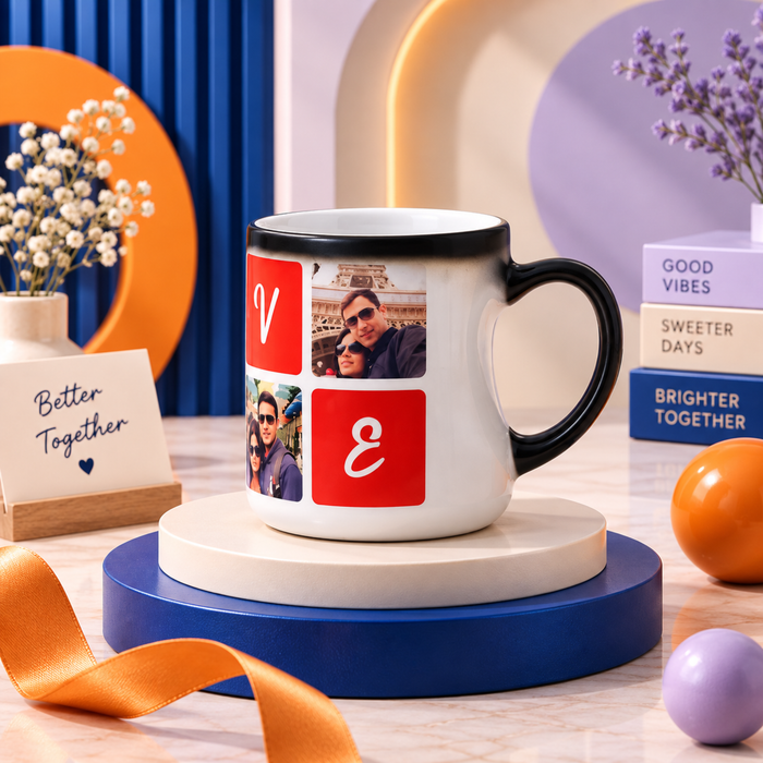 Heart Handle Ceramic Mug 300ml | Personalised Coffee Cup with Photo Name & Custom Design
