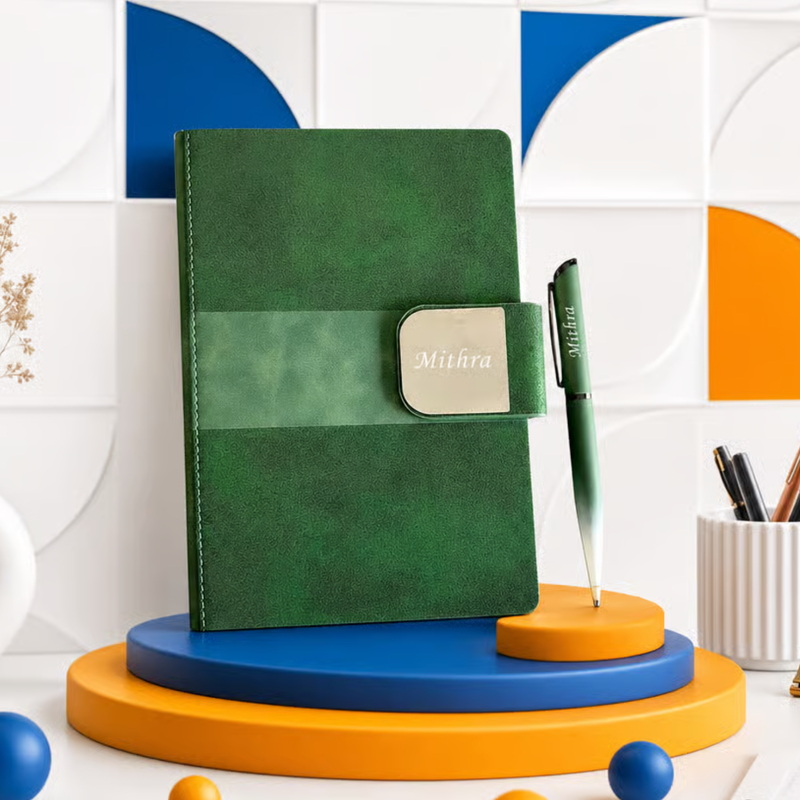 Kameleo Personalised Diary Pen Set | Premium Matte Finish Diary with Custom Name & Matching Pen | Elegant Stationery Gift Set for Office Students Professionals
