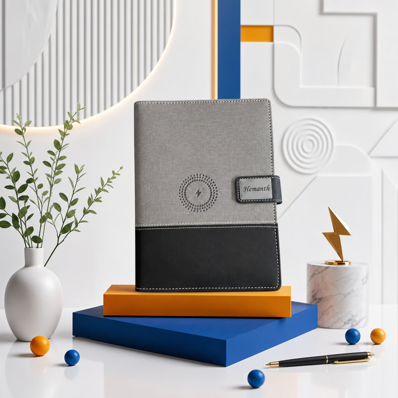 Power Bank Diary with 10000mAh Capacity | Multi-Utility Organizer with Card Slots | Smart Office & Corporate Gifting Accessory