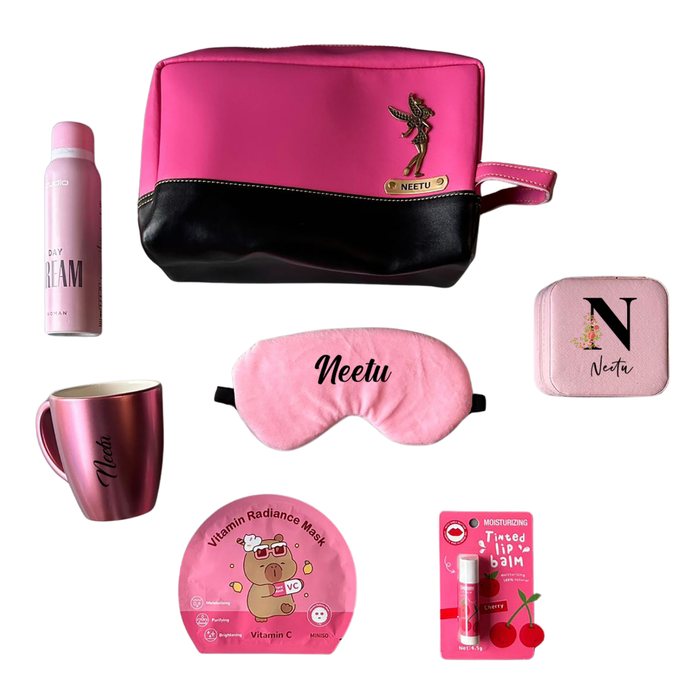 Personalised Woman Luxe Gift Box | Premium Women Gift Hamper with Utility Pouch, Mug, Eye Mask, Jewellery Box & Beauty Essentials