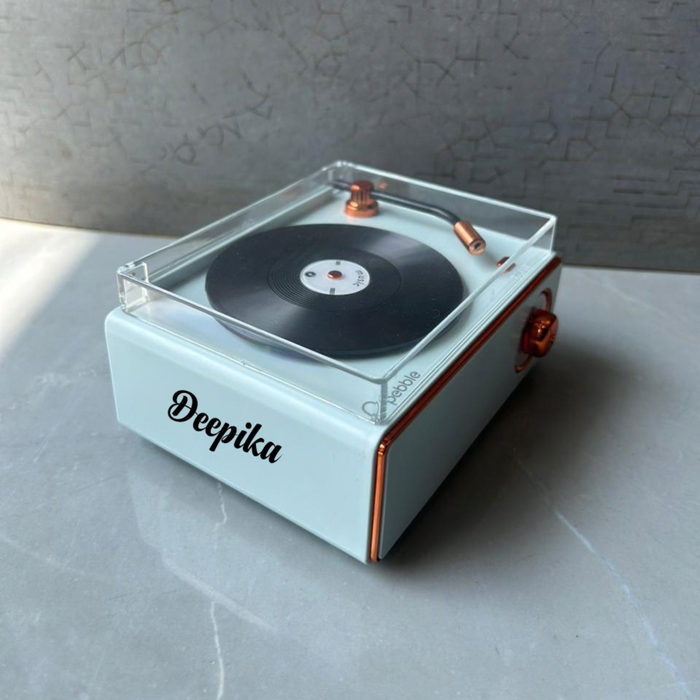 Pebble Disc Retro Speaker | Vintage Record Player Style Bluetooth Speaker with Radio