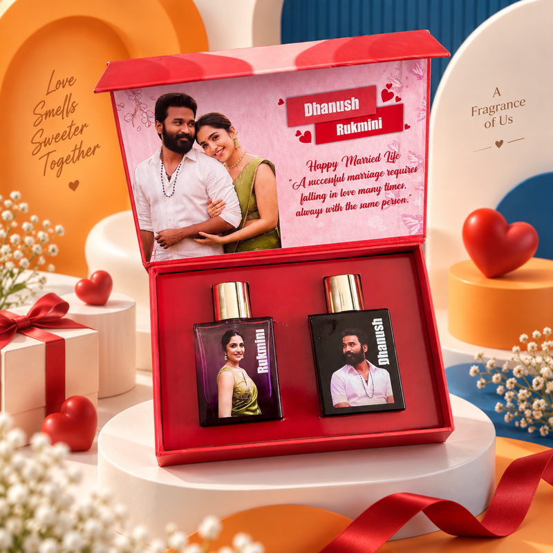 Personalized Couple Perfume Gift Set | Bellavita Perfumes for Him & Her | Custom Name Fragrance Set | Romantic Wedding Anniversary Gift