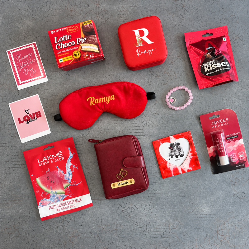 Personalised The Chic Box | Premium Women Gift Hamper with Wallet, Eye Mask, Beauty Essentials & Chocolates