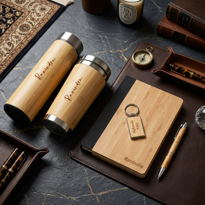 Cygnus Premium Gift Set | Personalized Diary Flask Travel Mug Pen & Keychain Combo Set