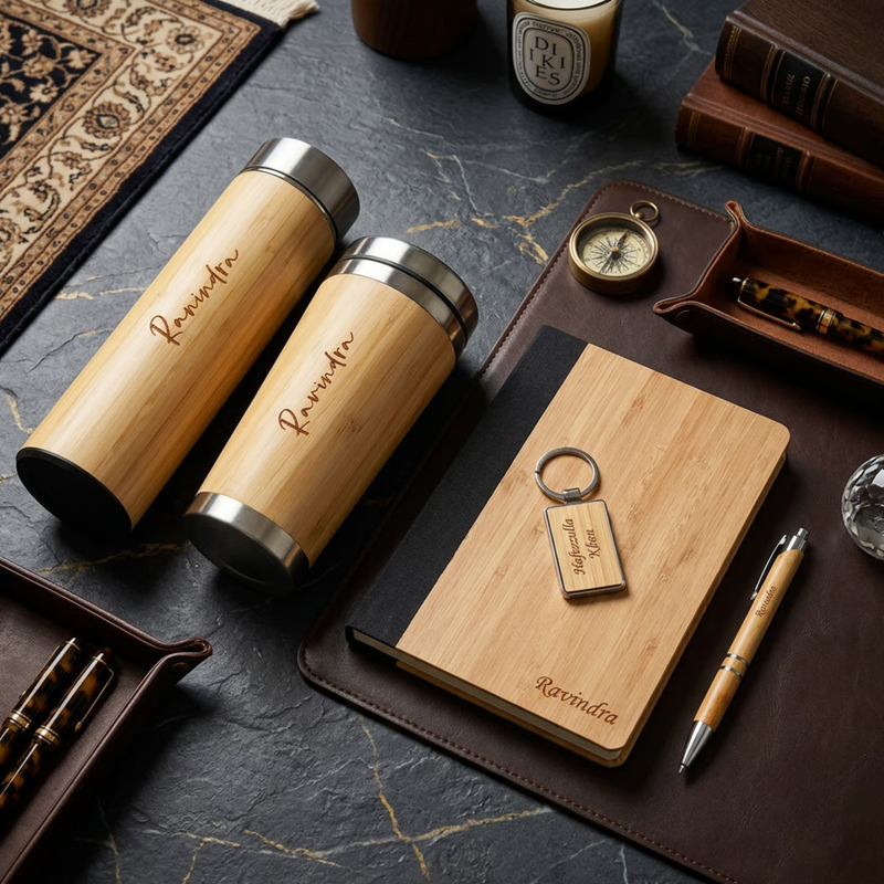 Cygnus Premium Gift Set | Personalized Diary Flask Travel Mug Pen & Keychain Combo Set