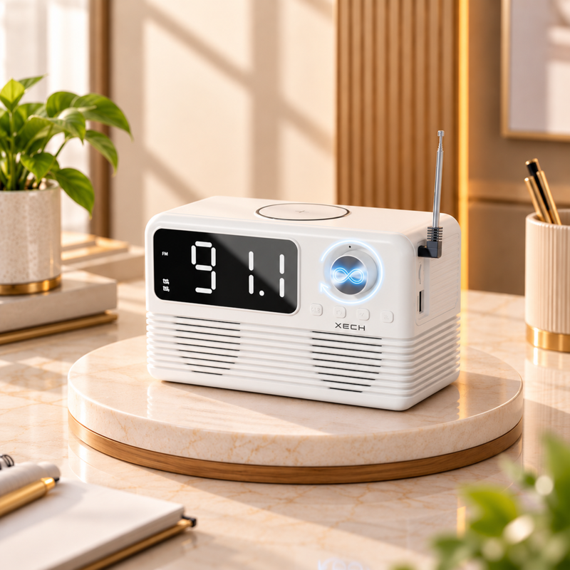 Eon Max Retro Speaker with Wireless Charger | Vintage Style Bluetooth Speaker for Desk & Home