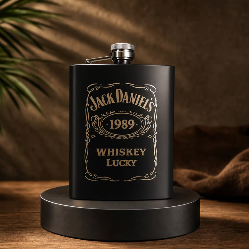 Personalized Stainless Steel Hip Flask 200ml | Custom Engraved Pocket Flask for Men | Elegant Whiskey Flask Gift | Travel Drinkware for Parties Weddings Birthdays