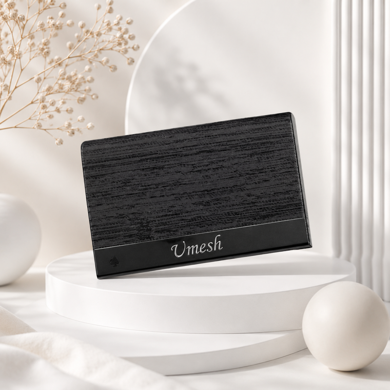 Axis Personalised Card Holder | Custom Name Visiting Card and Bank Card Organiser | Slim Metal Case
