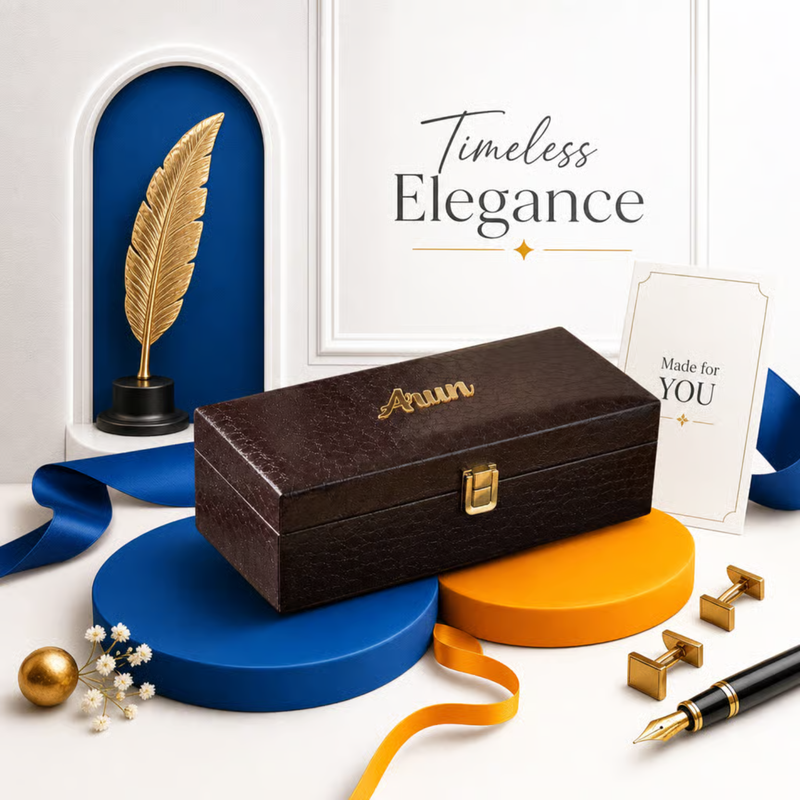 Personalized Watch Organizer | 4 Slot Watch Storage Box with Premium Finish | Elegant Watch Holder Case for Men & Women