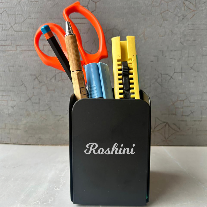 Personalised Multi Stationery Stand | Premium Metal Pen Holder for Desk Organisation