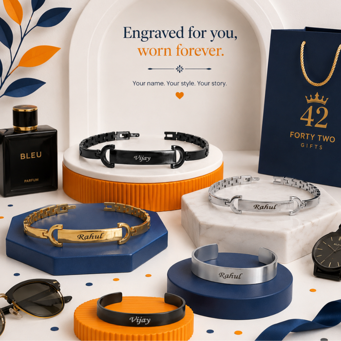 Personalized Kada & Bracelet Collection | Half Kada, Full Kada & Stylish Bracelet with Custom Name Engraving