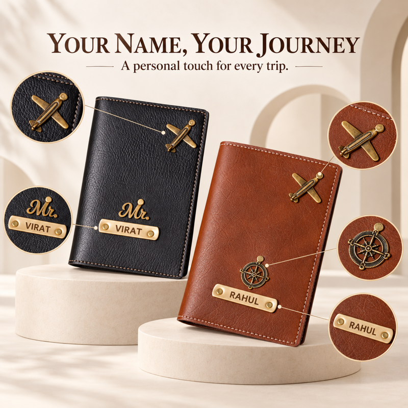 Personalized Couple Passport Cover Set of 2 | Custom Name Passport Holder for Him & Her | Premium Leatherette Travel Accessory | Wedding Anniversary Gift