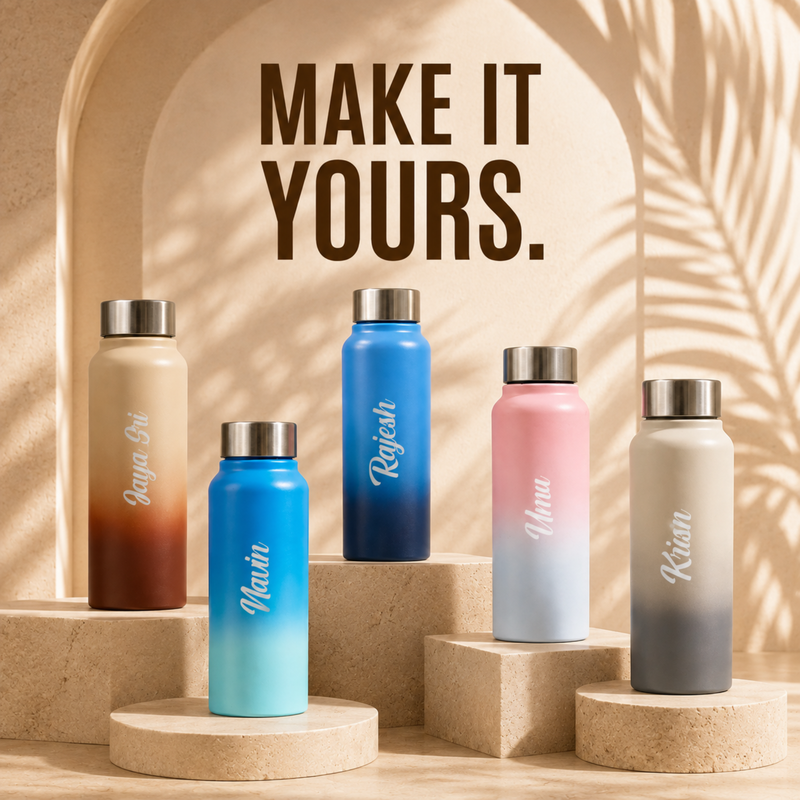 Dual Tone Personalized Water Bottle | 750ml Stylish Steel Bottle for Everyday Use