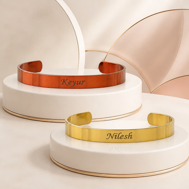 Personalized Kada & Bracelet Collection | Half Kada, Full Kada & Stylish Bracelet with Custom Name Engraving