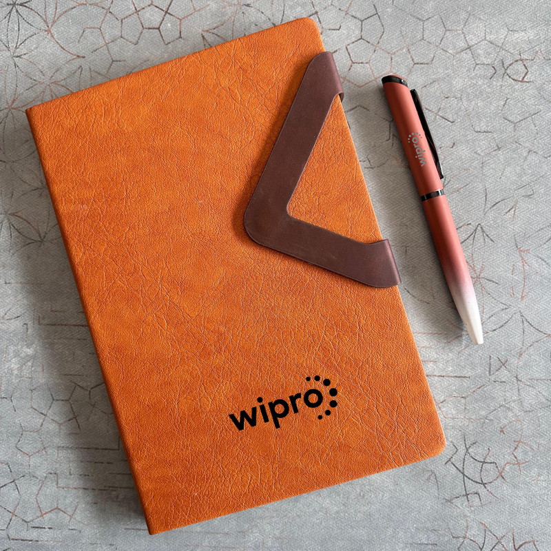 Volas Personalised Diary Pen Set | Premium Leather Finish Diary with Custom Name Printing & Matching Pen | Elegant Office Stationery Gift Set for Professionals