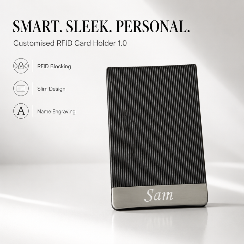 Customised RFID Card Holder 1.0 | Personalized RFID Blocking Metal Card Wallet | Slim Pop-Up Card Holder for Credit Cards, Debit Cards, ATM Cards & Visiting Cards | Compact Business Card Case with Name Engraving