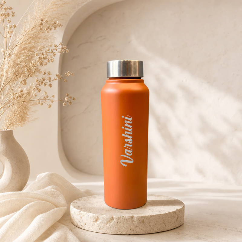 Personalised Name Water Bottle with Custom Text | Reusable Bottle with Stainless Steel Lid