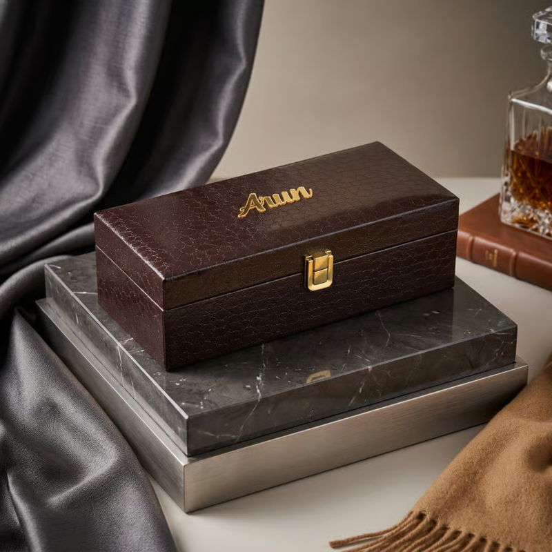 Personalized Watch Organizer | 4 Slot Watch Storage Box with Premium Finish | Elegant Watch Holder Case for Men & Women