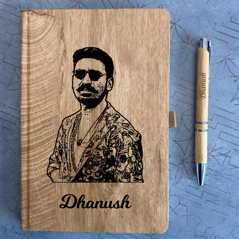 Brush Effect Sketch Personalised Diary Pen Set | Custom Photo & Name Diary with Matching Pen | Unique Gift for Couples Friends Professionals Birthday Anniversary