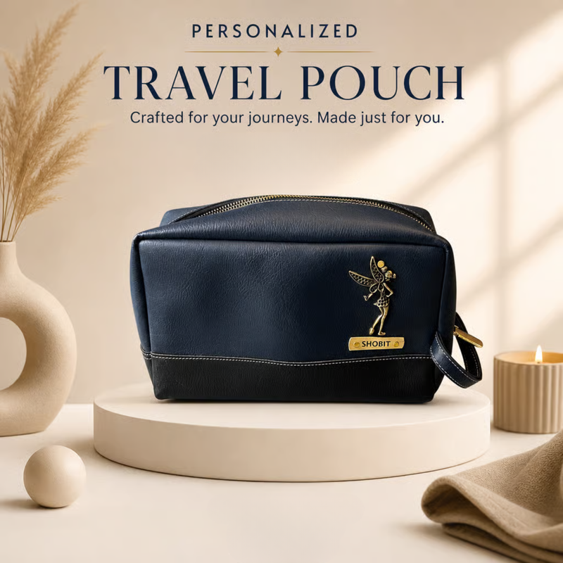 Personalized Travel Pouch | Premium Organizer Bag for Travel Essentials | Custom Name Pouch for Toiletries, Cosmetics, Accessories & Daily Carry Items