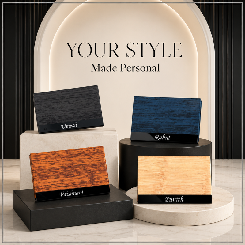 Axis Personalised Card Holder | Custom Name Visiting Card and Bank Card Organiser | Slim Metal Case