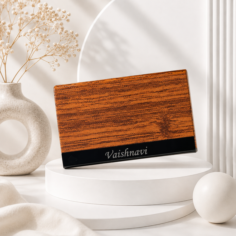 Axis Personalised Card Holder | Custom Name Visiting Card and Bank Card Organiser | Slim Metal Case