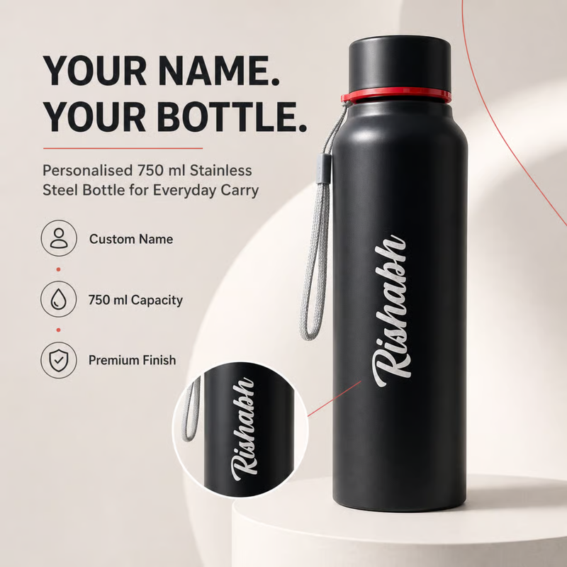 Personalised Boro Trek Bottle 750 ml | Stainless Steel Water Bottle with Custom Name | Leakproof Travel Bottle