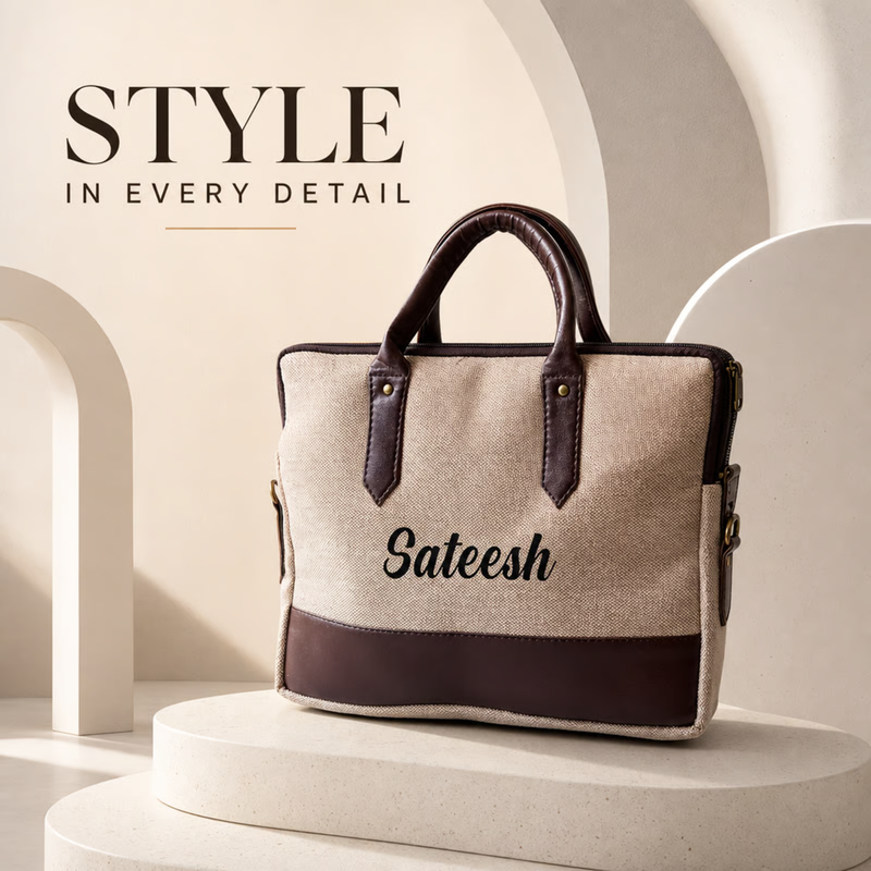 Personalized Laptop Bag | Stylish Office & Travel Laptop Organizer Bag with Custom Name