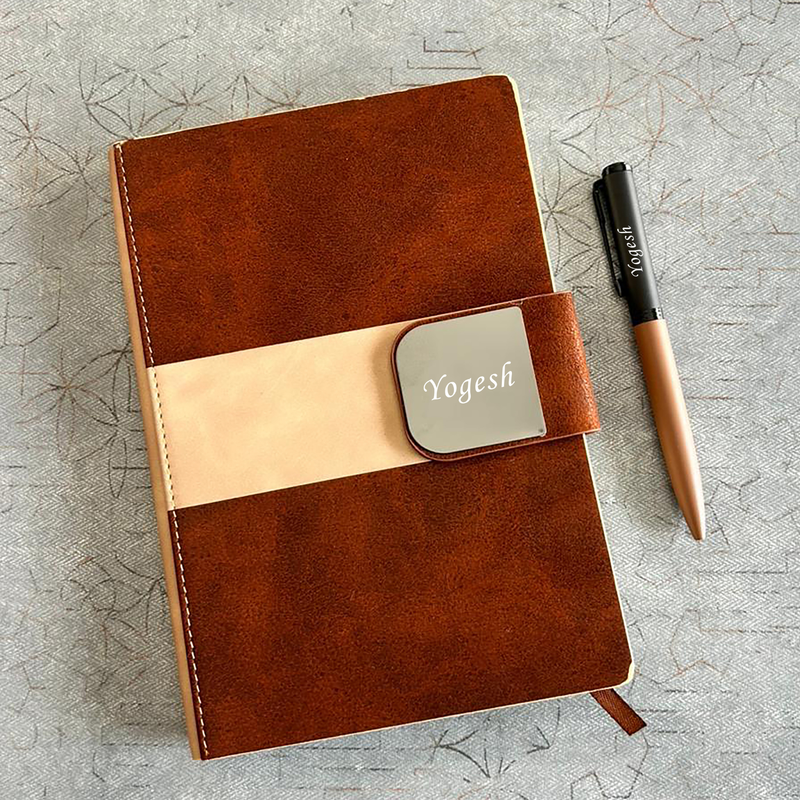 Kameleo Personalised Diary Pen Set | Premium Matte Finish Diary with Custom Name & Matching Pen | Elegant Stationery Gift Set for Office Students Professionals