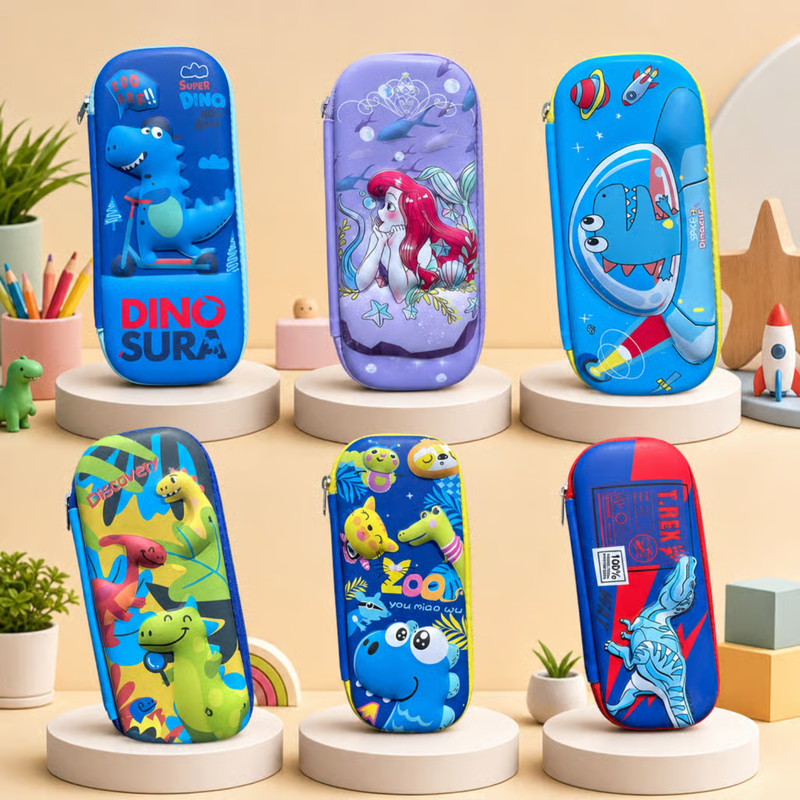Personalized 3D Stationery Pouch | Kids Pencil Case Organizer with Creative Cartoon Designs | Custom Name Storage Pouch for Pens, Pencils, Markers & School Supplies