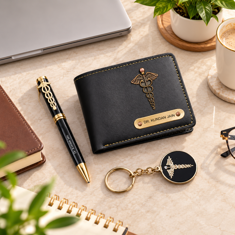 Personalised Prime Gift Set | Wallet Pen & Keychain Combo | 3-Piece Professional Gift Set for Men