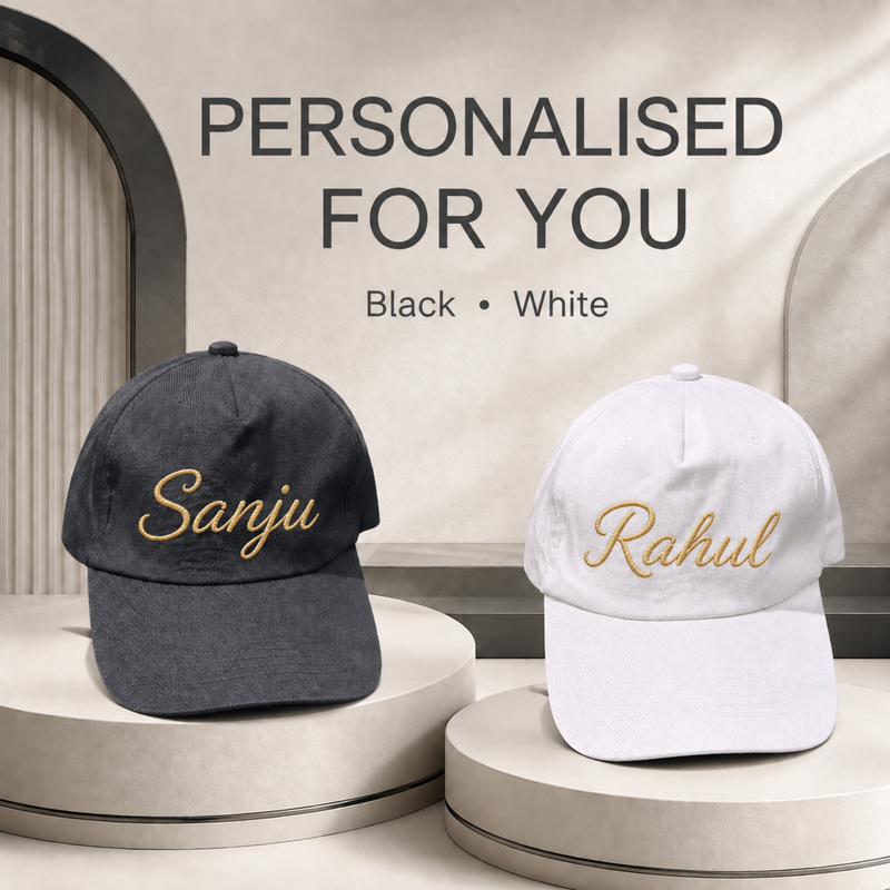 Customised Name Cap for Adults | Personalised Adjustable Cap | Velcro Strap Closure | Casual Wear Cap for Men & Women