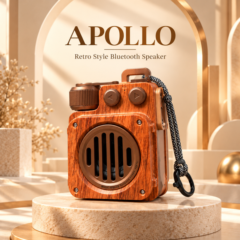 Apollo Retro Style Bluetooth Speaker | Vintage Wooden Design Portable Music Speaker