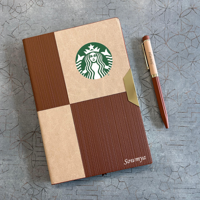 Tidal Luxe Personalised Diary Pen Set | Premium Dual Tone Diary with Custom Name Printing & Elegant Pen | Luxury Office Stationery Gift Set