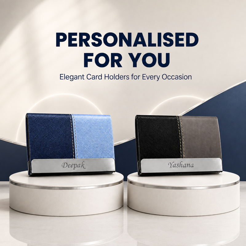 Dual Tone Personalized Card Holder | Visiting Card, Bank Card & ID Organizer Wallet