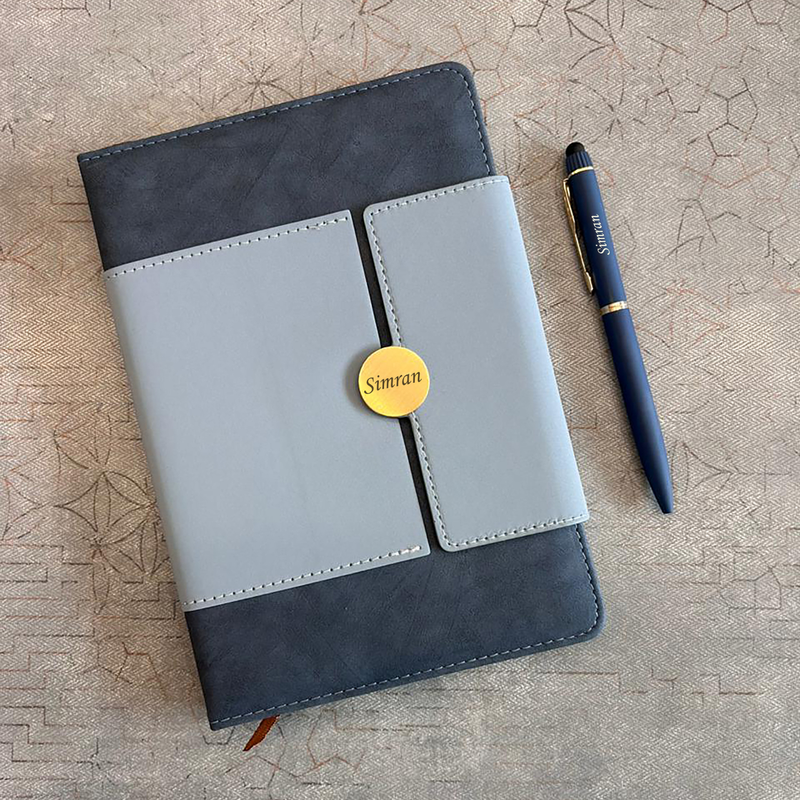 Fusion Personalised Diary Pen Set | Premium Dual Tone Diary with Custom Name & Matching Pen | Elegant Office Stationery Gift Set for Professionals Students