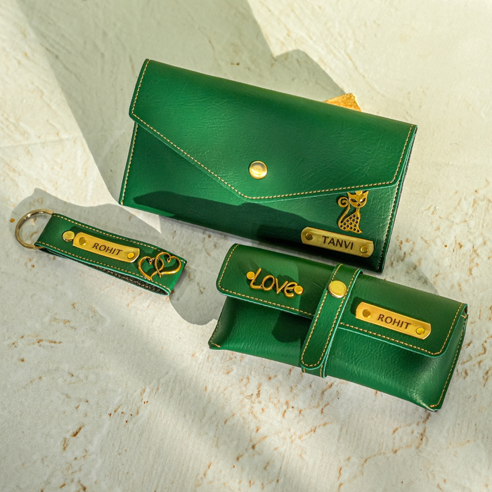 Personalised Muse Collection Gift Hamper | Premium Women Gift Set with Clutch, Passport Cover, Eyewear Case & Keychain