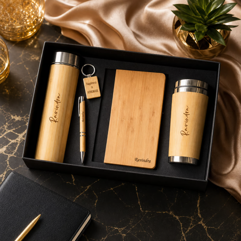 Cygnus Premium Gift Set | Personalized Diary Flask Travel Mug Pen & Keychain Combo Set