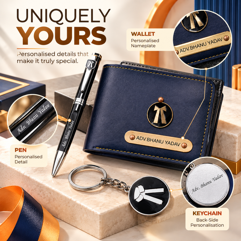 Personalised Prestige Professional Gift Set | Flask Diary Pen Keychain Pen Stand & Paper Weight | 6-Piece Corporate Gift Set