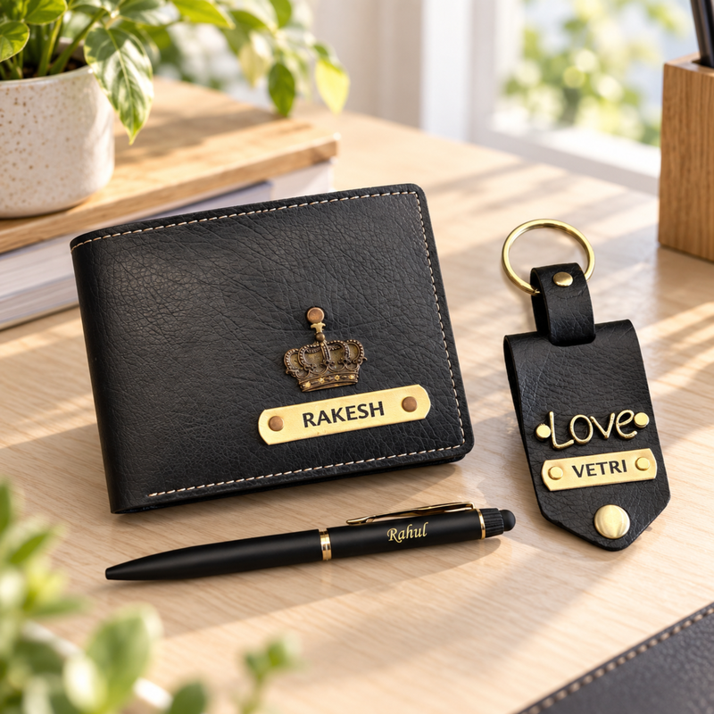 Nexon Men Wallet & Photo Keychain Gift Set | Personalised Wallet Combo with Custom Keychain | Premium Gift Hamper for Men